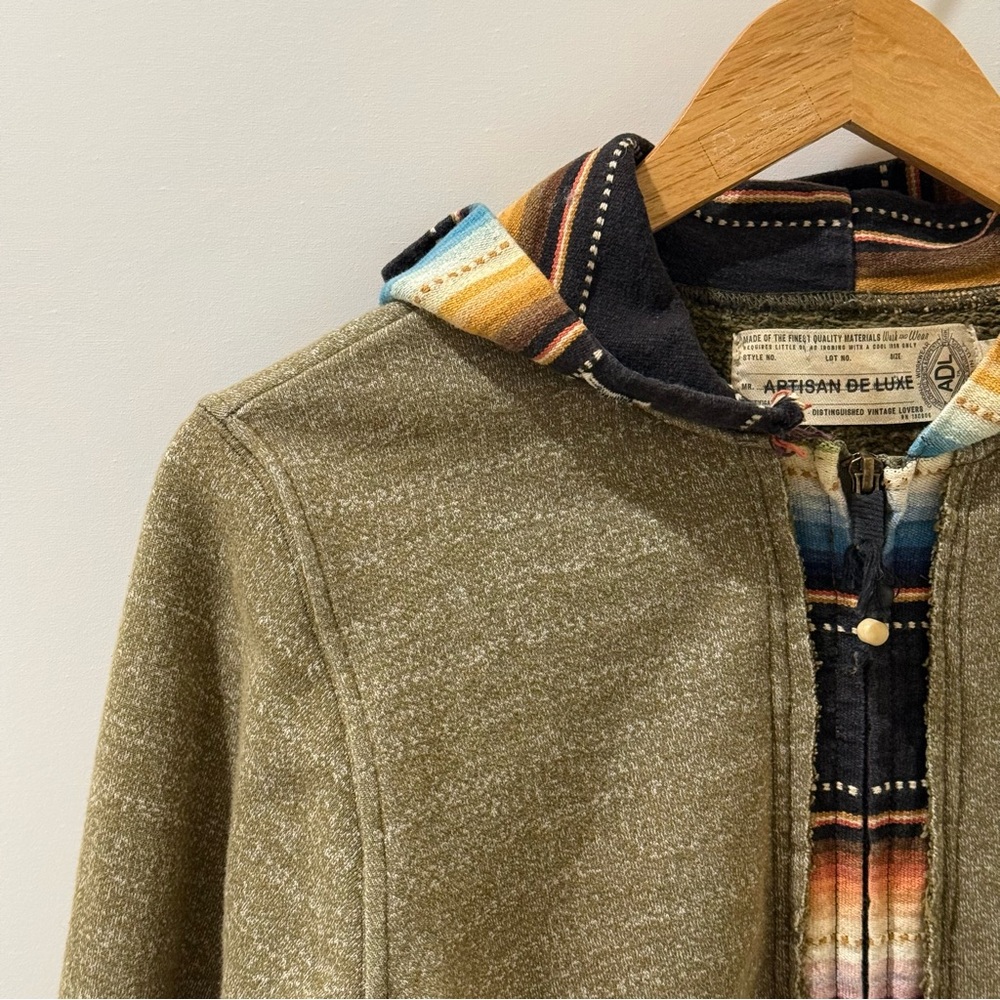 Anthropologie Serape Lined Hooded Zip Sweatshirt Western Aztec Boho Jacket Med - Picture 2 of 9